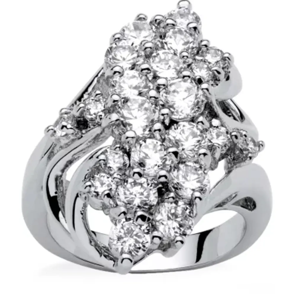 Womens 3 1/2 CT. T.W Cubic Zirconia Platinum Over Silver Cocktail Ring