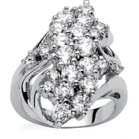 Womens 3 1/2 CT. T.W White Cubic Zirconia Platinum Over Silver Cocktail Ring