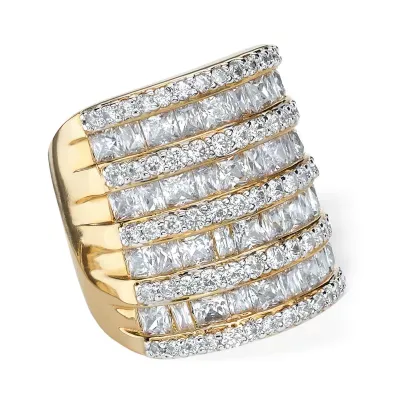 Womens White Cubic Zirconia 14K Gold Over Brass Cocktail Ring