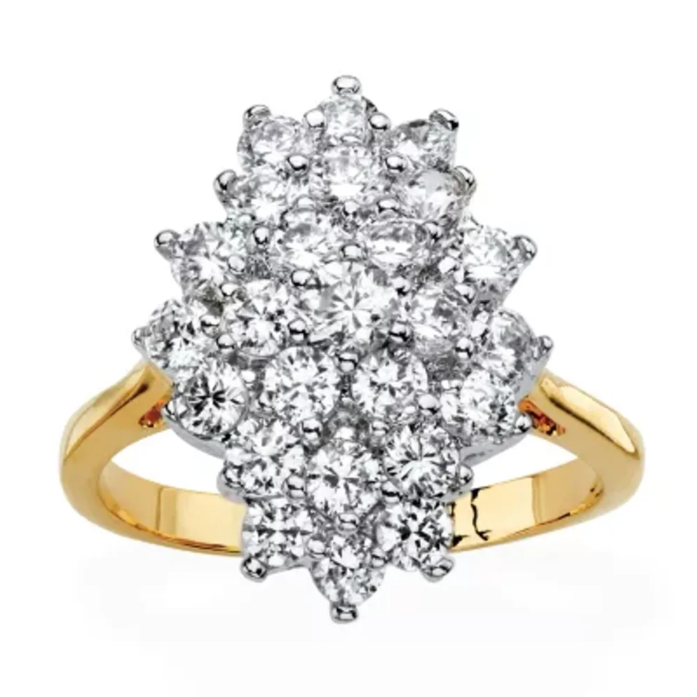 Womens 1 / CT. T.W. White Cubic Zirconia 14K Gold Over Brass Cocktail Ring