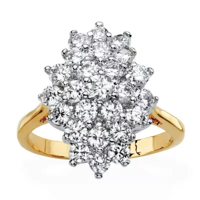 Womens 1 / CT. T.W. White Cubic Zirconia 14K Gold Over Brass Cocktail Ring
