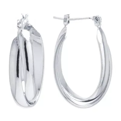 Pure Silver Over Brass Oval Hoop Earrings