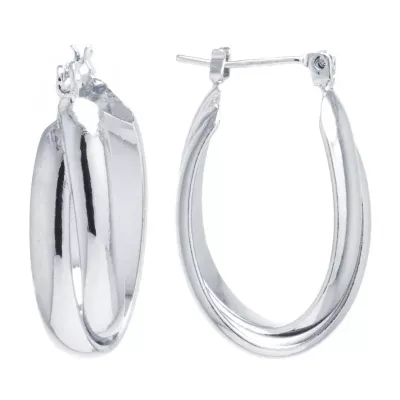 Silver Reflections Pure Silver Over Brass Oval Hoop Earrings