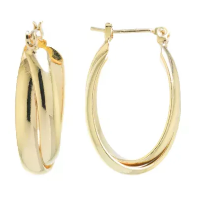 Silver Reflections 24K Gold Over Brass Oval Hoop Earrings