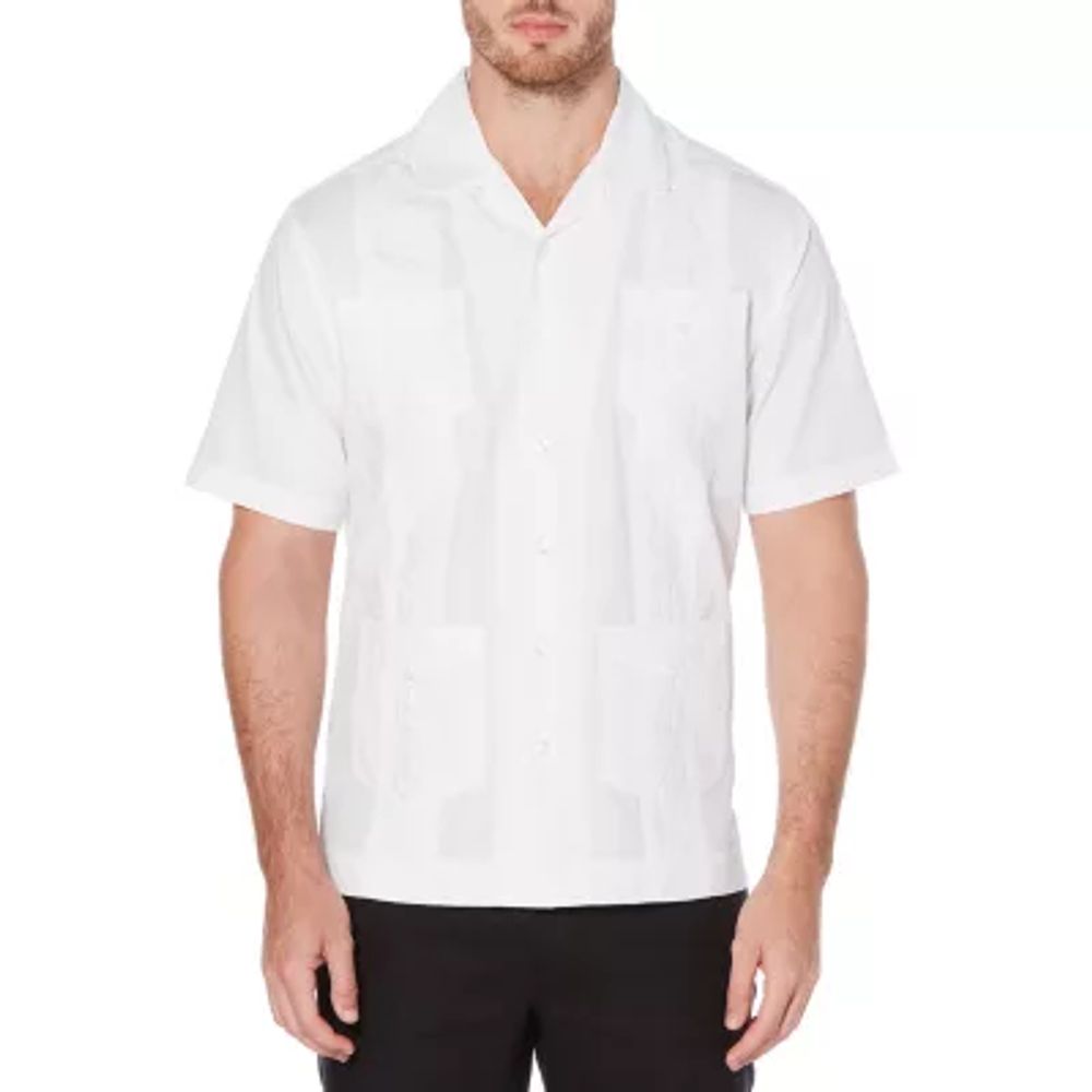 Cubavera Camp Collar Embroidered Guayabera Mens Regular Fit Short Sleeve Panel Button-Down Shirt