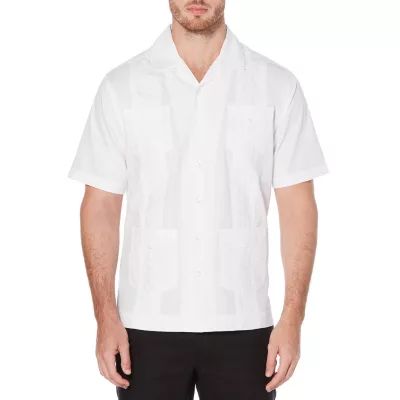 Cubavera Camp Collar Embroidered Guayabera Mens Regular Fit Short Sleeve Panel Button-Down Shirt