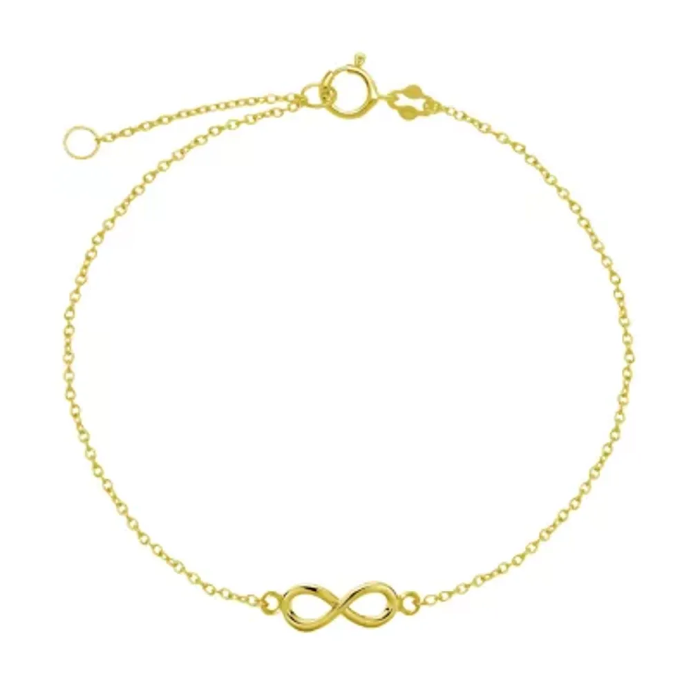 Itsy Bitsy 14K Gold Over Silver 9 Inch Cable Infinity Ankle Bracelet