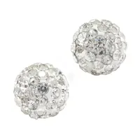 Silver Treasures Crystal Sterling Silver 7.7mm Round Stud Earrings