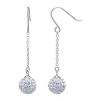 Silver Treasures Crystal Sterling Silver Ball Drop Earrings