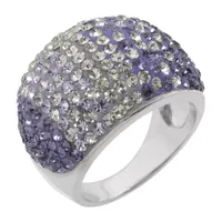 Sparkle Allure Crystal Pure Silver Over Brass Dome Cocktail Ring