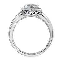 Diamonart Womens 1 7/8 CT. T.W. Cubic Zirconia Sterling Silver Heart Engagement Ring