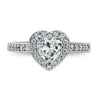 Diamonart Womens 1 7/8 CT. T.W. Cubic Zirconia Sterling Silver Heart Engagement Ring