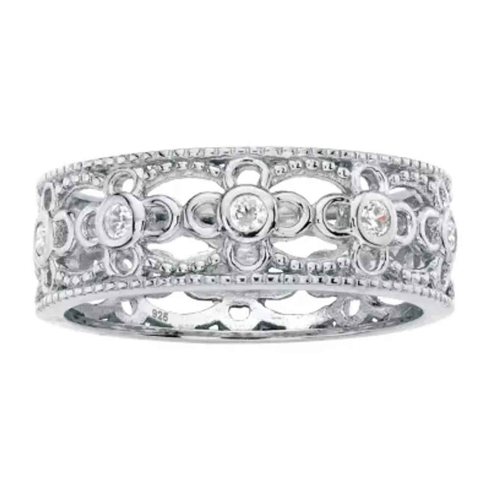 DiamonArt® 6.5MM 1/4 CT. T.W. White Cubic Zirconia Sterling Silver Round Band