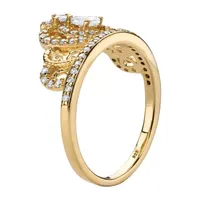 DiamonArt® Womens 5/8 CT. T.W. White Cubic Zirconia 14K Gold Over Silver Pear Cocktail Ring