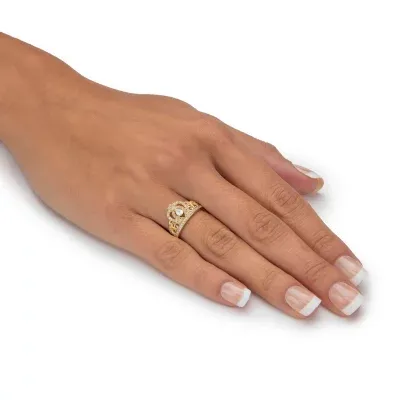 DiamonArt® Womens 5/8 CT. T.W. White Cubic Zirconia 14K Gold Over Silver Pear Cocktail Ring