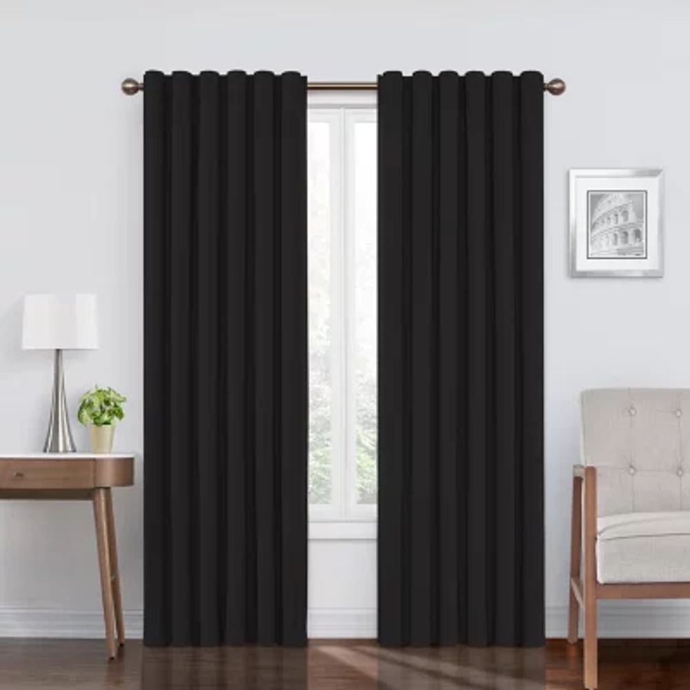 Eclipse Bradley Absolute Zero Velvet 100% Blackout Back Tab Single Curtain Panel