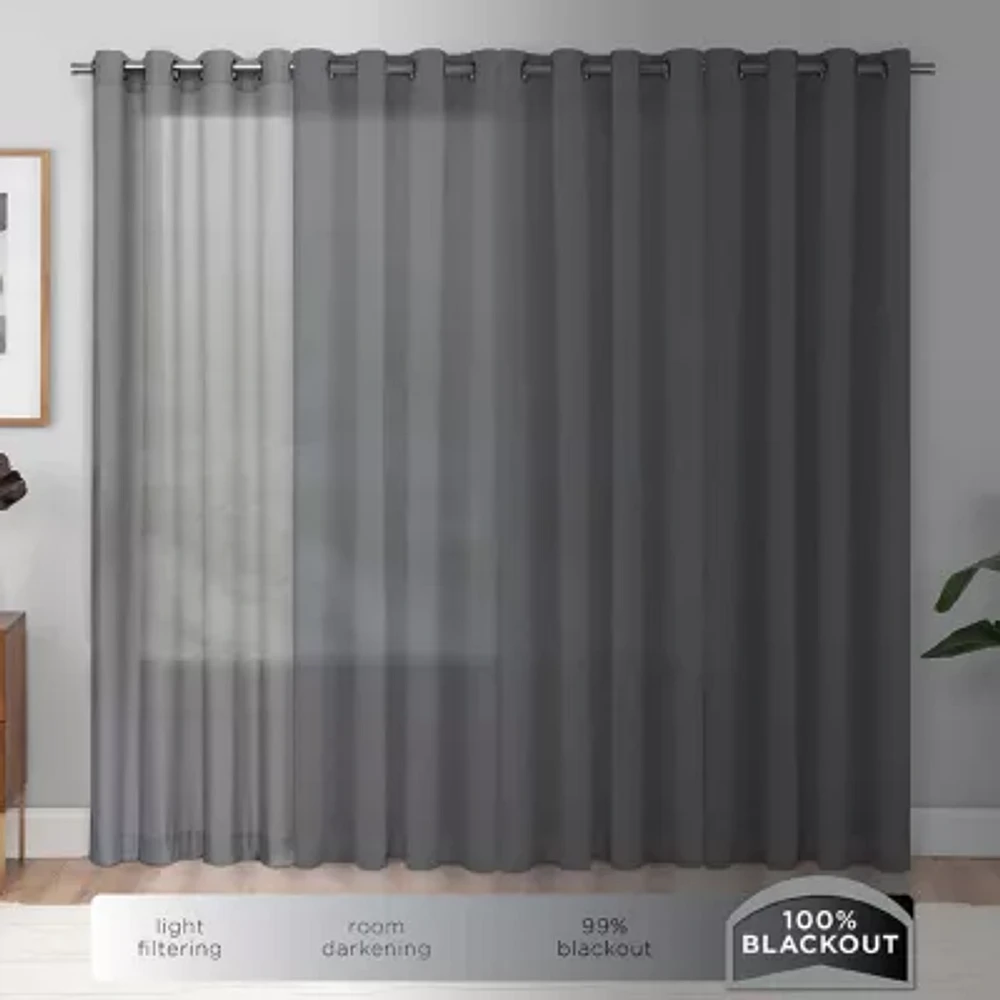 Eclipse Bradley Absolute Zero Velvet 100% Blackout Back Tab Single Curtain Panel