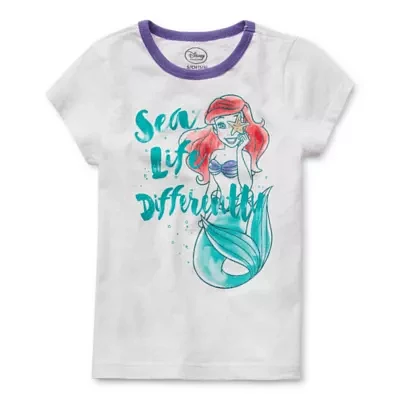 Disney Collection Little & Big Girls Crew Neck Short Sleeve The Little Mermaid Graphic T-Shirt