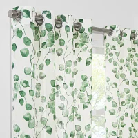 Fieldcrest Arden Botanical Leaf Cotton Grommet Top Sheer Single Curtain Panels