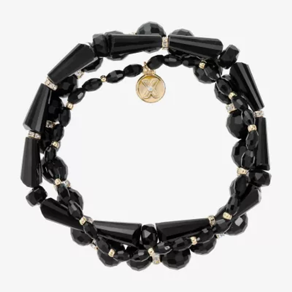 Mixit Black & Gold Tone Bead 3-pc. Stretch Bracelet