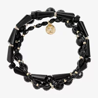 Mixit Black & Gold Tone Bead 3-pc. Stretch Bracelet