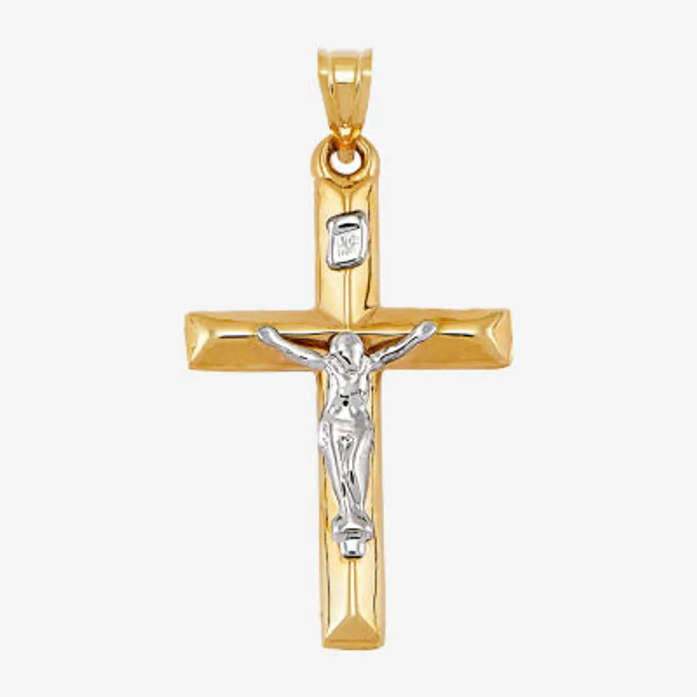 Crucifix Unisex Adult 14K Two Tone Gold Cross Pendant