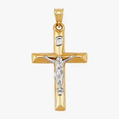 Crucifix Unisex Adult 14K Two Tone Gold Cross Pendant