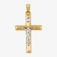 Religious Jewelry Crucifix Unisex Adult 14K Two Tone Gold Cross Pendant