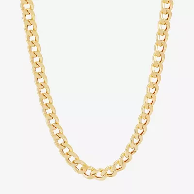 Made Italy Mens 10K Yellow Gold 22" 6mm Semi-Solid Curb Chain Necklace