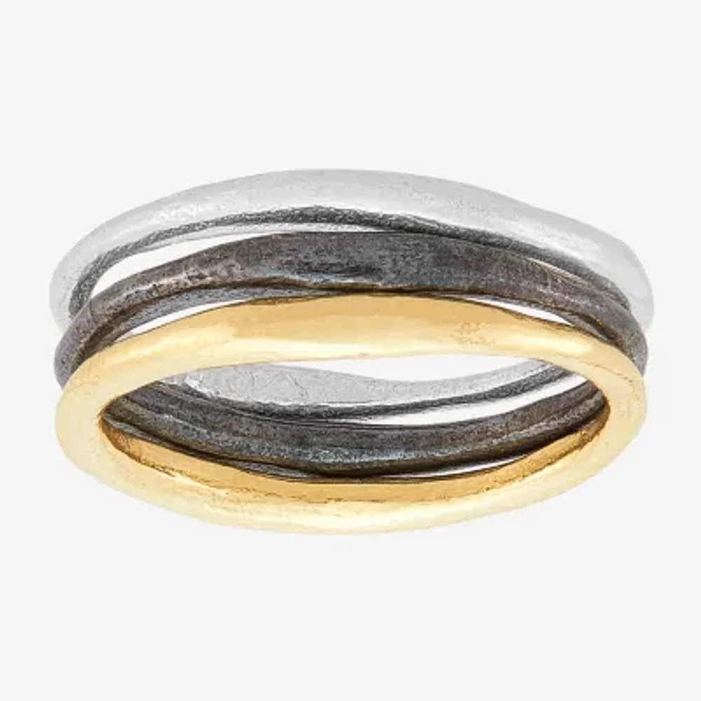 Womens 14K Tri-Color Gold Over Silver Stackable Ring