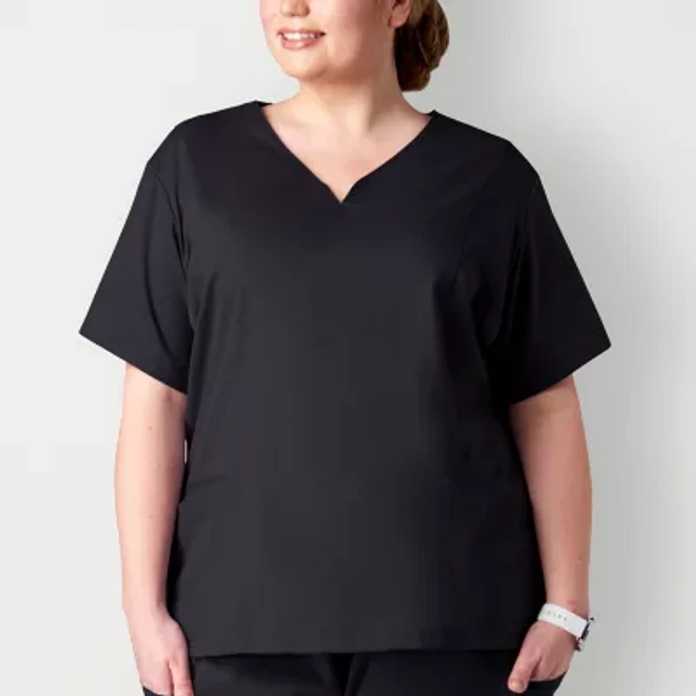 Meta 15200 Womens Plus V Neck Stretch Fabric Short Sleeve Scrub Top