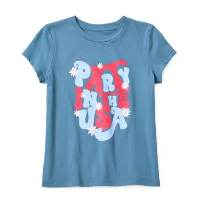 Thereabouts Little & Big Girls Round Neck Short Sleeve Graphic T-Shirt