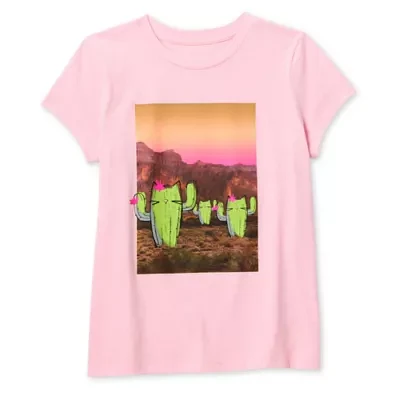 Thereabouts Little & Big Girls Round Neck Short Sleeve Graphic T-Shirt