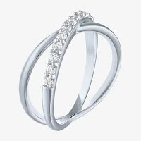 (G-H / Si2-I1) Womens 1/3 CT. T.W. Lab Grown White Diamond 10K or Yellow Gold Crossover Cocktail Ring