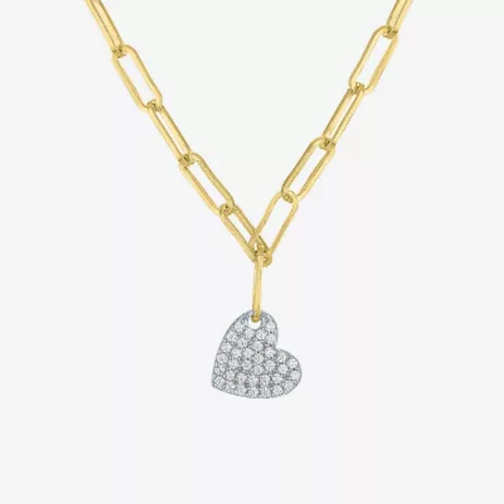 Diamond Addiction (G-H / I1-I2) Womens 1/10 CT. T.W. Lab Grown White Diamond 14K Gold Over Silver Heart Pendant Necklace