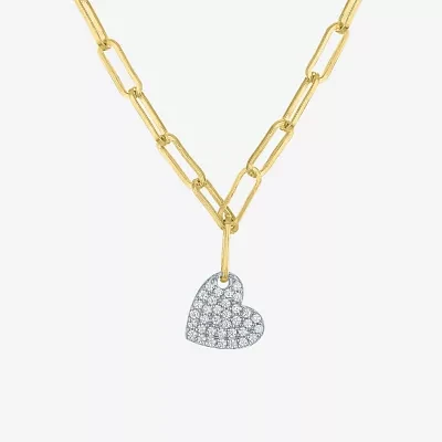 Diamond Addiction (G-H / I1-I2) Womens 1/10 CT. T.W. Lab Grown White Diamond 14K Gold Over Silver Heart Pendant Necklace