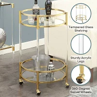 Royal Crest 2-Tier Acrylic Glass Bar Cart