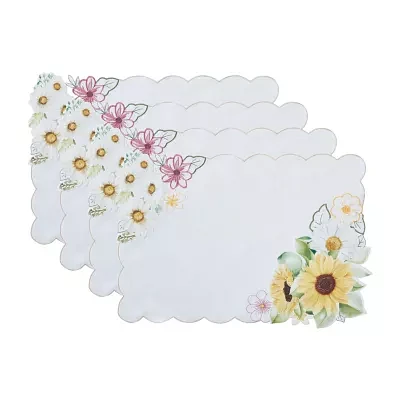 Elrene Home Fashions Sunflower And Daisies Cutwork 4-pc. Placemats