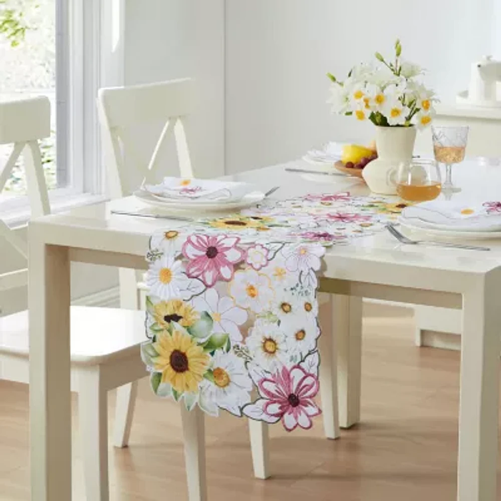 Elrene Home Fashions Sunflower And Daisies Allover Table Runner