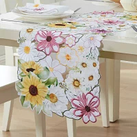 Elrene Home Fashions Sunflower And Daisies Allover Table Runner