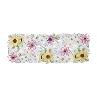 Elrene Home Fashions Sunflower And Daisies Allover Table Runner