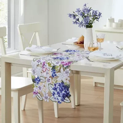 Elrene Home Fashions Spring Hydrangea Floral Allover Table Runner