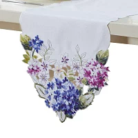 Elrene Home Fashions Spring Hydrangea Floral Cutwork Table Runner