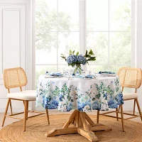 Elrene Home Fashions Hydrangea Bloom 70” Round  Double Border Tablecloths