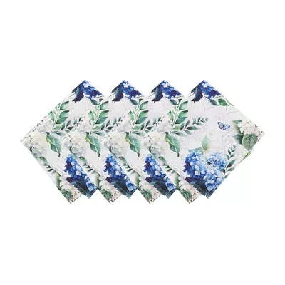 Elrene Home Fashions Hydrangea Bloom 4 Pack Napkins