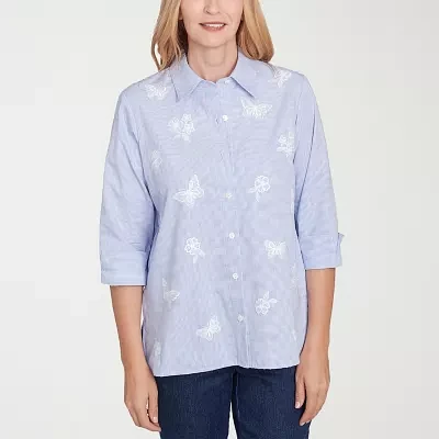 Alfred Dunner Classics Womens 3/4 Sleeve Blouse