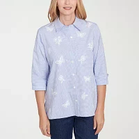 Alfred Dunner Classics Womens 3/4 Sleeve Blouse