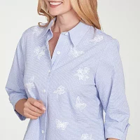 Alfred Dunner Classics Womens 3/4 Sleeve Blouse