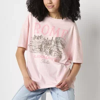 Juniors Rome Italy La Dolce Vida Oversized Tee Womens Crew Neck Short Sleeve Graphic T-Shirt