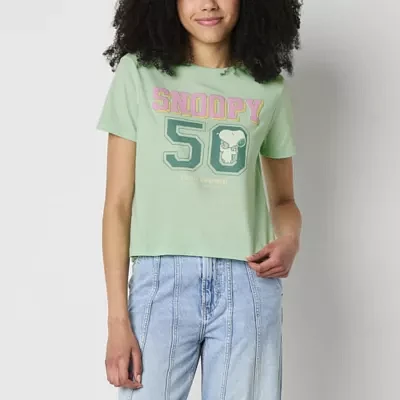 Juniors Snoopy 50th Semi Fit Tee Womens Crew Neck Short Sleeve Graphic T-Shirt